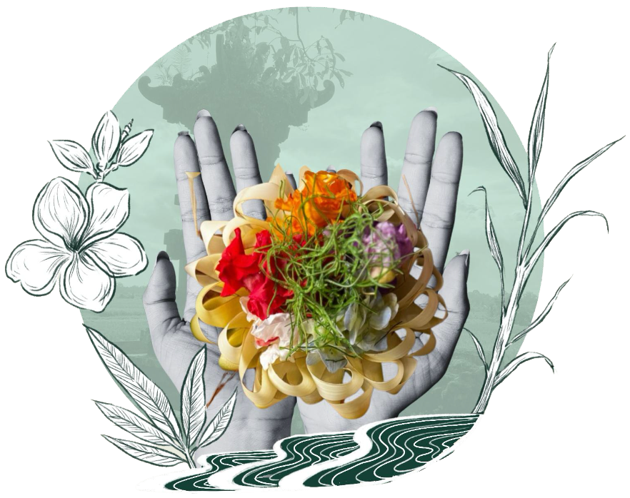 Illustration of hands holding flowers